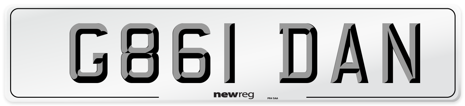 G861 DAN Number Plate from New Reg